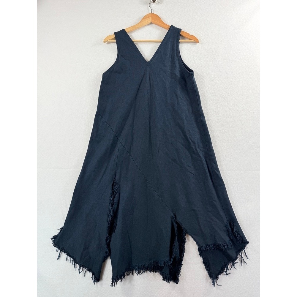 Magic of the Moon‎ Dress Womens Medium Blue Torn Raw Hem Lagenlook Artisan Artsy - Picture 7 of 12